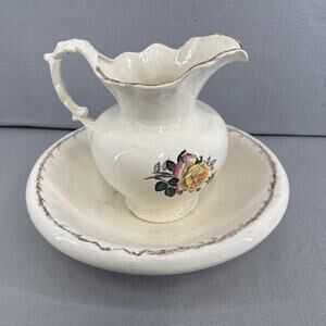 Leo Houston Vintage Wash Basin Cream With Roses